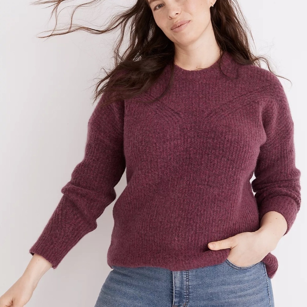 Madewell Belfiore ribbed pullover sweater heather violet